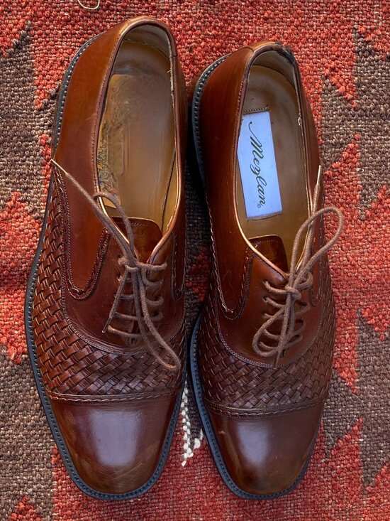 Vintage Mezlan San Juan Woven Leather Mens Shoes Made in Spain Brown Loafers 8.5 main image 7